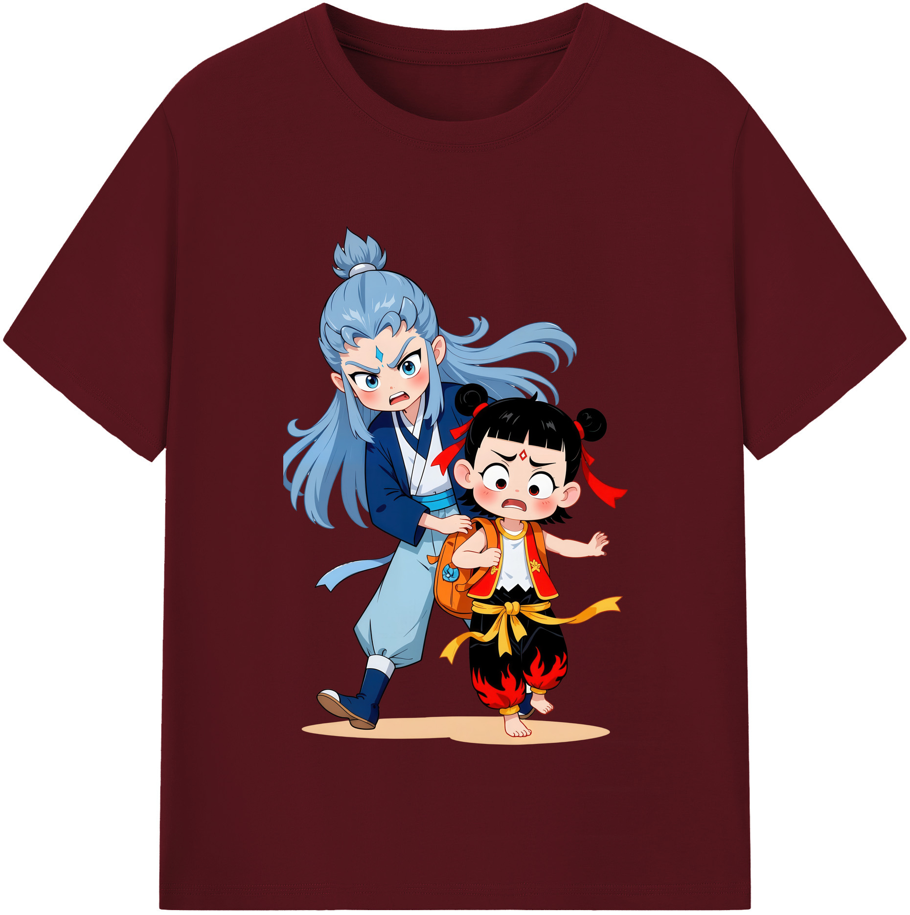 （画像用） Ne Zha 2 ナタ 魔童の大暴れ 綿100％半袖Tシャツ（フロントプリント）
